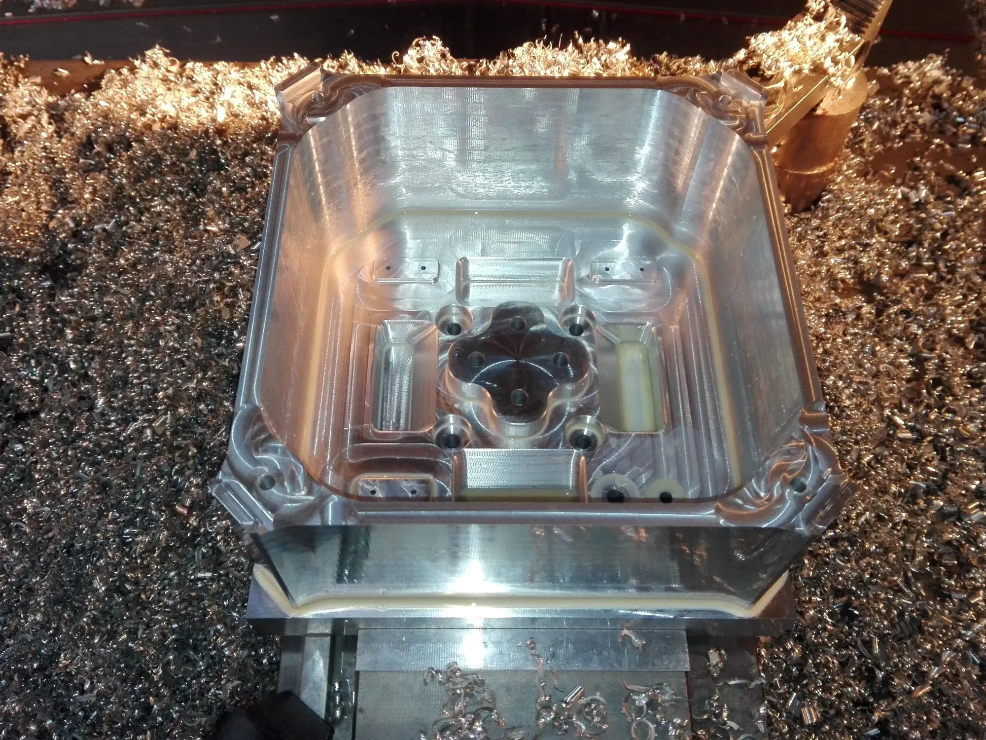 CNC milling inside the machine workspace